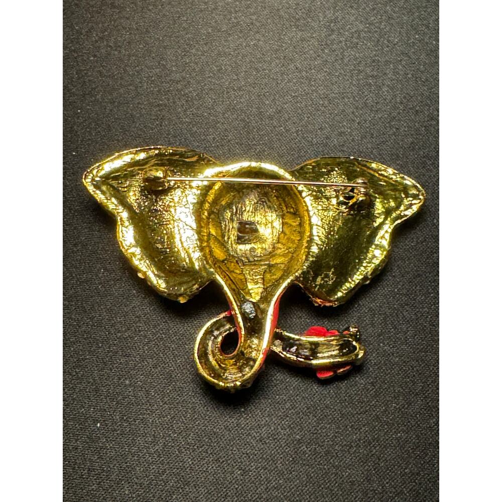 Large Rhinestone Elephant MultiColored Brooch - Picture 4 of 4